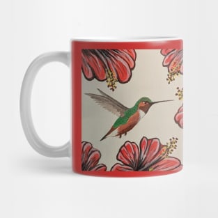 Allen's hummingbird drinking nectar from the hibiscus flowers Mug